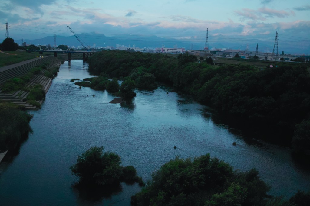 豊平川と逆川の合流点