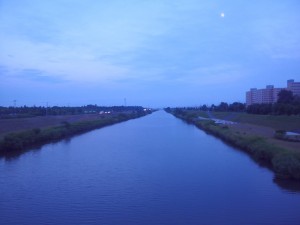 新川と山口運河・樽川の合流点